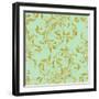 Golden Mint Damask I-Tina Lavoie-Framed Giclee Print