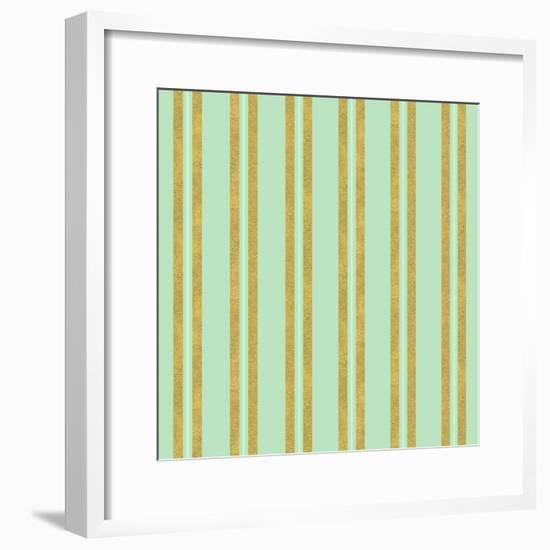 Golden Mint Stripes 2-Tina Lavoie-Framed Giclee Print