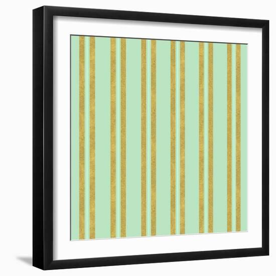 Golden Mint Stripes 2-Tina Lavoie-Framed Giclee Print