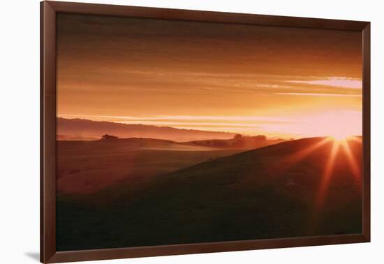 Golden Moody Sunrise, Petaluma Hills, California Coast, Sonoma-Vincent James-Framed Photographic Print