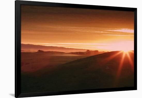 Golden Moody Sunrise, Petaluma Hills, California Coast, Sonoma-Vincent James-Framed Photographic Print