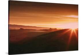 Golden Moody Sunrise, Petaluma Hills, California Coast, Sonoma-Vincent James-Stretched Canvas