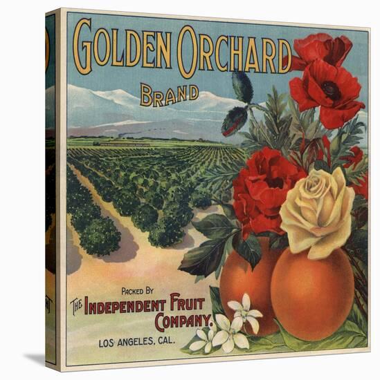 Golden Orchard Brand - Los Angeles, California - Citrus Crate Label-Lantern Press-Stretched Canvas