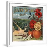 Golden Orchard Brand - Los Angeles, California - Citrus Crate Label-Lantern Press-Framed Art Print