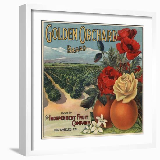 Golden Orchard Brand - Los Angeles, California - Citrus Crate Label-Lantern Press-Framed Art Print