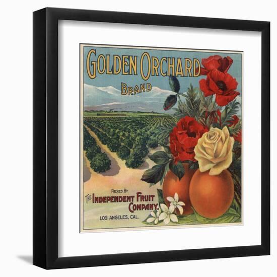 Golden Orchard Brand - Los Angeles, California - Citrus Crate Label-Lantern Press-Framed Art Print