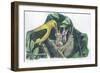 Golden Oriole Oriolus Oriolus Feeding Chicks in Nest-null-Framed Giclee Print