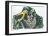 Golden Oriole Oriolus Oriolus Feeding Chicks in Nest-null-Framed Giclee Print