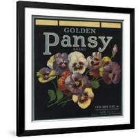 Golden Pansy Brand - Azusa, California - Citrus Crate Label-Lantern Press-Framed Art Print