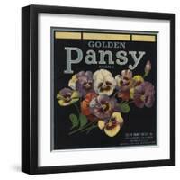 Golden Pansy Brand - Azusa, California - Citrus Crate Label-Lantern Press-Framed Art Print