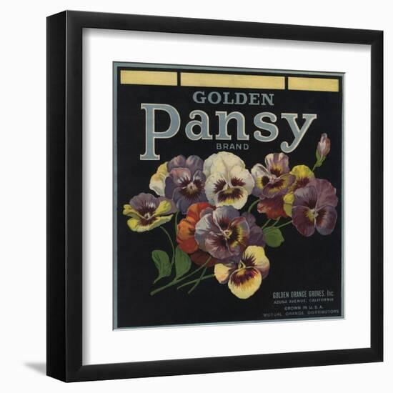 Golden Pansy Brand - Azusa, California - Citrus Crate Label-Lantern Press-Framed Art Print