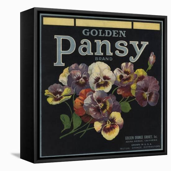 Golden Pansy Brand - Azusa, California - Citrus Crate Label-Lantern Press-Framed Stretched Canvas