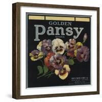 Golden Pansy Brand - Azusa, California - Citrus Crate Label-Lantern Press-Framed Art Print