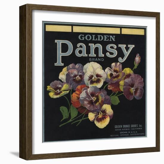 Golden Pansy Brand - Azusa, California - Citrus Crate Label-Lantern Press-Framed Art Print