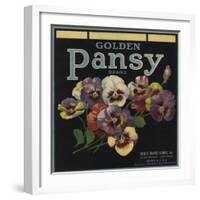 Golden Pansy Brand - Azusa, California - Citrus Crate Label-Lantern Press-Framed Art Print