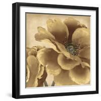 Golden Peony I-Linda Wood-Framed Giclee Print