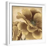 Golden Peony I-Linda Wood-Framed Giclee Print