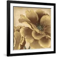 Golden Peony I-Linda Wood-Framed Giclee Print