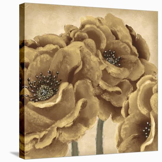 Golden Peony II-Linda Wood-Stretched Canvas