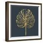 Golden Philodendron Leave. Hand Drawn.-Sunny Sally-Framed Art Print