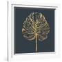 Golden Philodendron Leave. Hand Drawn.-Sunny Sally-Framed Art Print