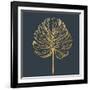 Golden Philodendron Leave. Hand Drawn.-Sunny Sally-Framed Art Print