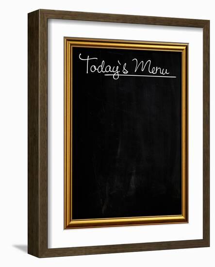 Golden Picture Frame Chalkboard Blackboard Used as Today's Menu-MarjanCermelj-Framed Art Print