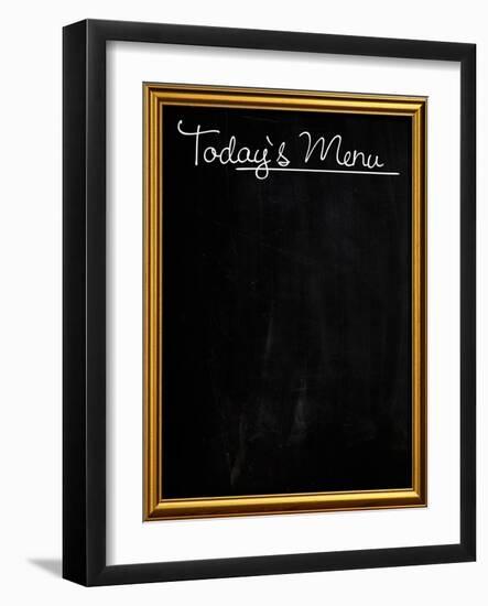 Golden Picture Frame Chalkboard Blackboard Used as Today's Menu-MarjanCermelj-Framed Art Print