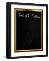 Golden Picture Frame Chalkboard Blackboard Used as Today's Menu-MarjanCermelj-Framed Art Print