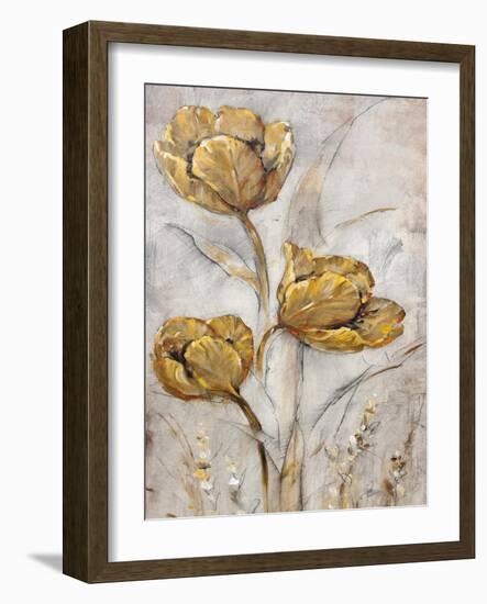 Golden Poppies on Taupe II-Tim O'toole-Framed Art Print