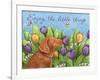 Golden Pup Enjoy Tulips-Melinda Hipsher-Framed Giclee Print