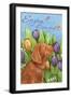 Golden Pup In Tulips Enjoy Little Things-Melinda Hipsher-Framed Giclee Print