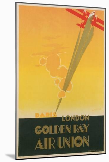 Golden Ray Biplane Poster-null-Mounted Art Print