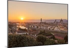 Golden Rays over the Ponte Vecchio and Duomo as the Sun Sets over Florence-Aneesh Kothari-Mounted Photographic Print