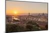 Golden Rays over the Ponte Vecchio and Duomo as the Sun Sets over Florence-Aneesh Kothari-Mounted Photographic Print