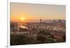 Golden Rays over the Ponte Vecchio and Duomo as the Sun Sets over Florence-Aneesh Kothari-Framed Premium Photographic Print