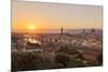 Golden Rays over the Ponte Vecchio and Duomo as the Sun Sets over Florence-Aneesh Kothari-Mounted Premium Photographic Print