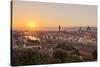 Golden Rays over the Ponte Vecchio and Duomo as the Sun Sets over Florence-Aneesh Kothari-Stretched Canvas