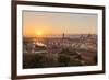 Golden Rays over the Ponte Vecchio and Duomo as the Sun Sets over Florence-Aneesh Kothari-Framed Premium Photographic Print