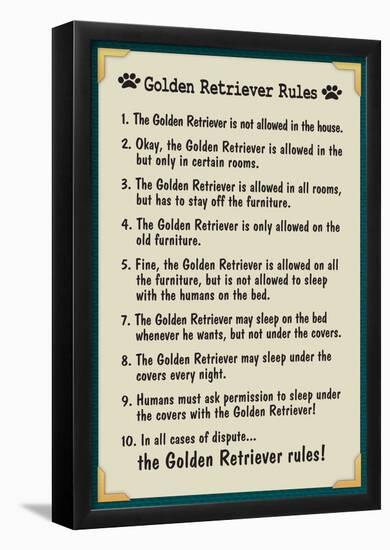 Golden Retreiver House Rules-null-Framed Poster