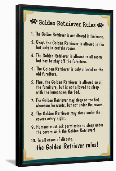 Golden Retreiver House Rules-null-Framed Poster