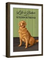 Golden Retreiver - Life is Better-Lantern Press-Framed Art Print