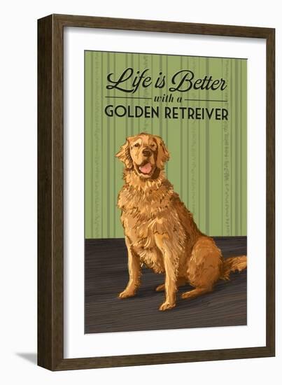 Golden Retreiver - Life is Better-Lantern Press-Framed Art Print