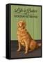 Golden Retreiver - Life is Better-Lantern Press-Framed Stretched Canvas