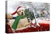 Golden Retriever Driving Car Collecting Christmas Tree-null-Stretched Canvas
