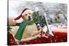 Golden Retriever Driving Car Collecting Christmas Tree-null-Stretched Canvas