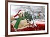 Golden Retriever Driving Car Collecting Christmas Tree-null-Framed Photographic Print