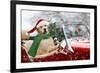 Golden Retriever Driving Car Collecting Christmas Tree-null-Framed Photographic Print