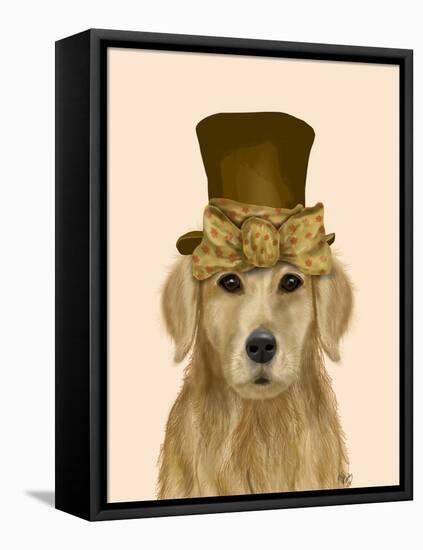 Golden Retriever, Hat and Bow-Fab Funky-Framed Stretched Canvas