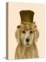 Golden Retriever, Hat and Bow-Fab Funky-Stretched Canvas